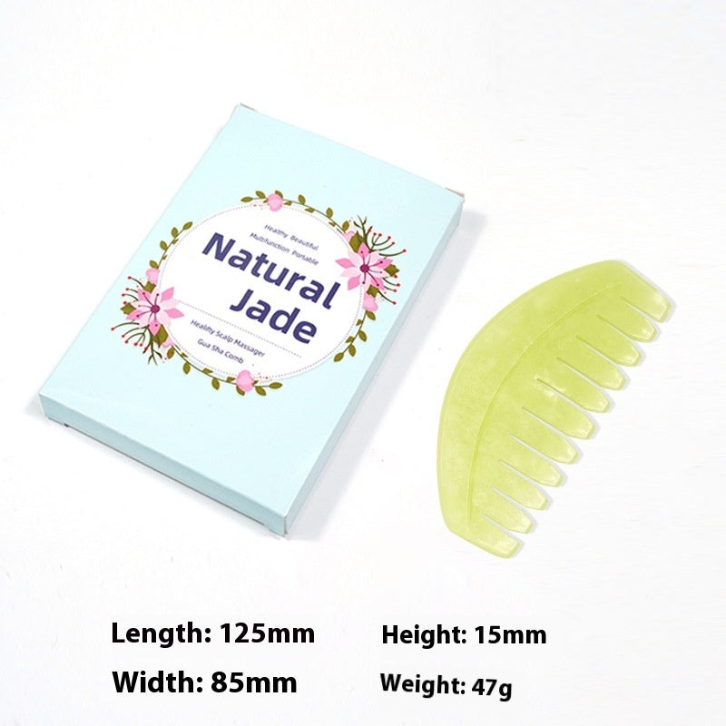 Dual-purpose Scraping Scalp Meridian Portable Head Massage Jade Comb