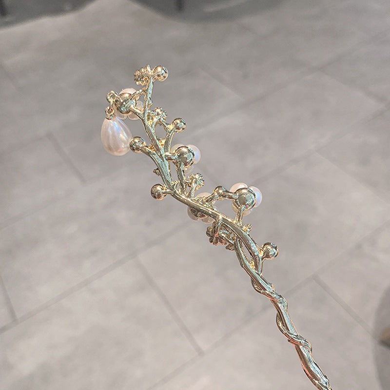 Camellia Hairpin Updo Ancient Style Han Chinese Clothing Elegant Pearl Step Shake Hair Clasp