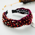 Fashion Gold Velvet Hand-stitched Full Diamond Headband