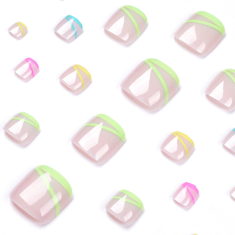 Wearable Nail Four-color Line Foot Nail Tip