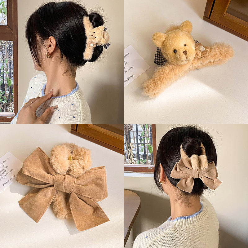 Plush Female Bowknot Big Shark Grab Clip At The Back Of The Head