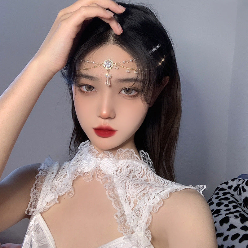 Simple Alloy Chain Gold Forehead Pendant