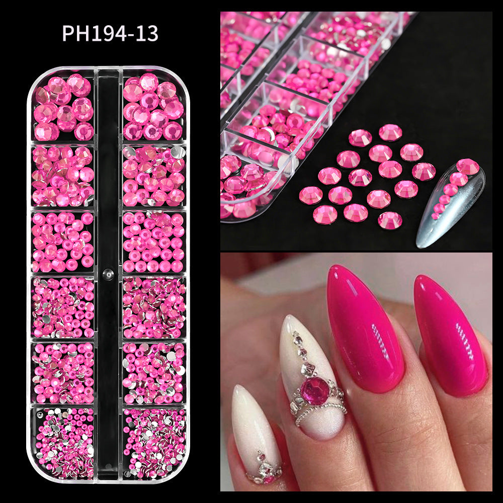 Plaid Nail Beauty Flat Bottom Rhinestone