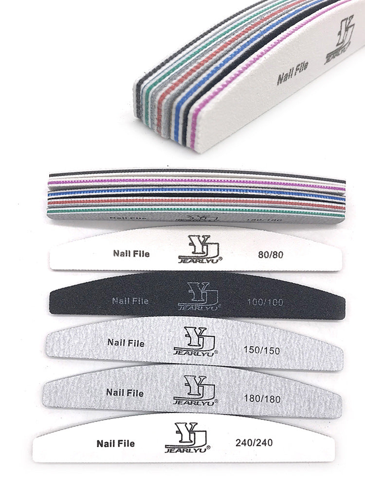 JearlYu High Quality Double-sided Half-month Nail File Strip Manicure Implement