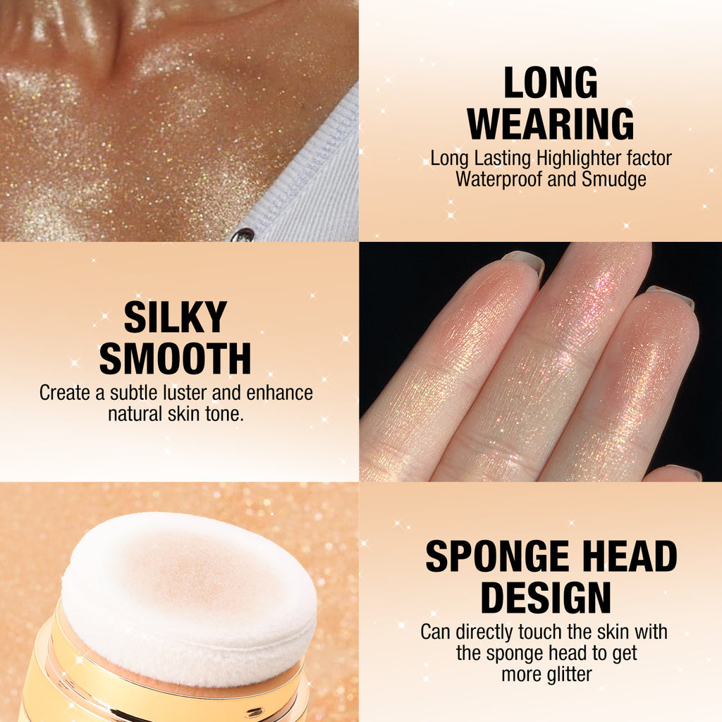 Langmanni Highlight Face Powder Pat Face Body Blush Shading Powder