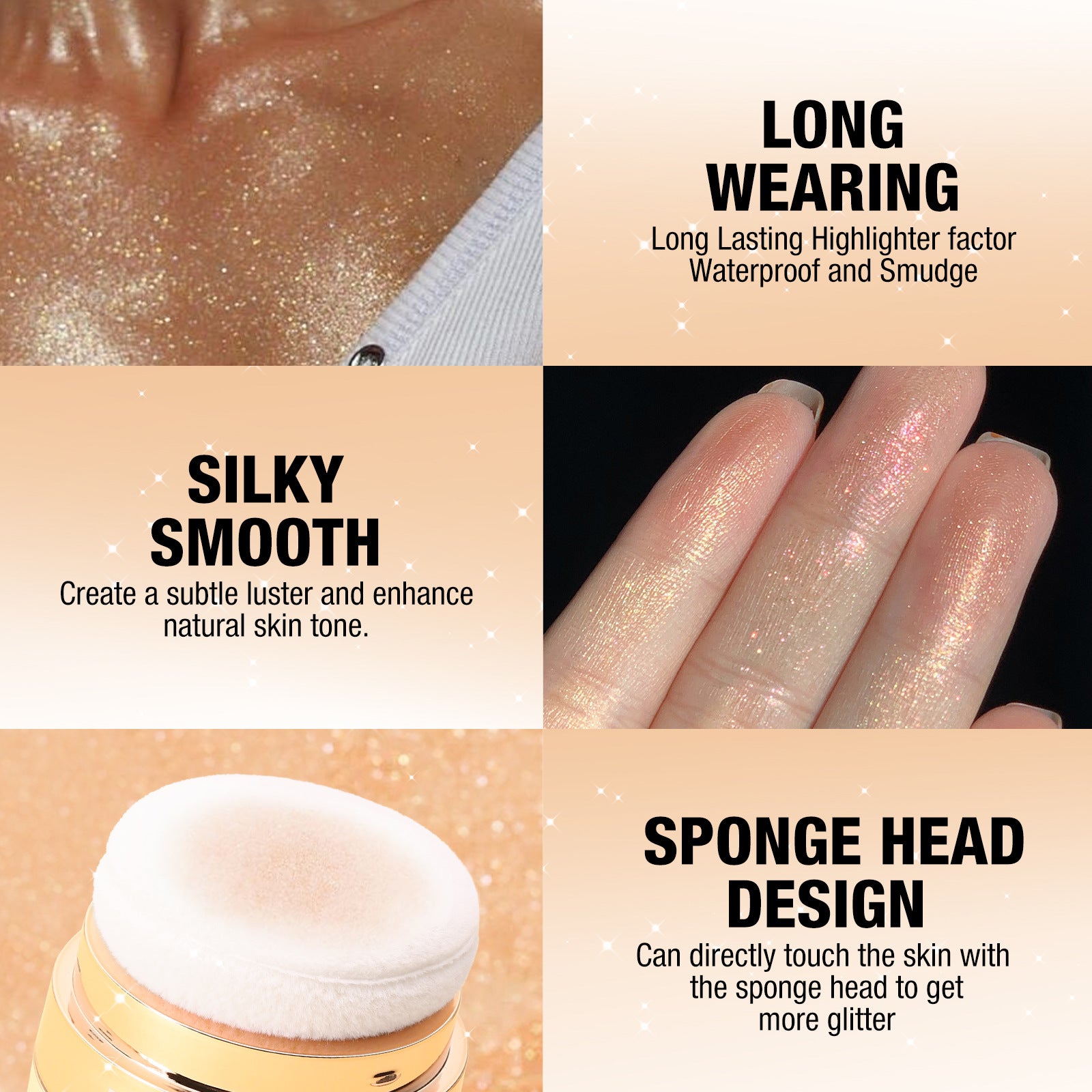 Langmanni Highlight Face Powder Pat Face Body Blush Shading Powder