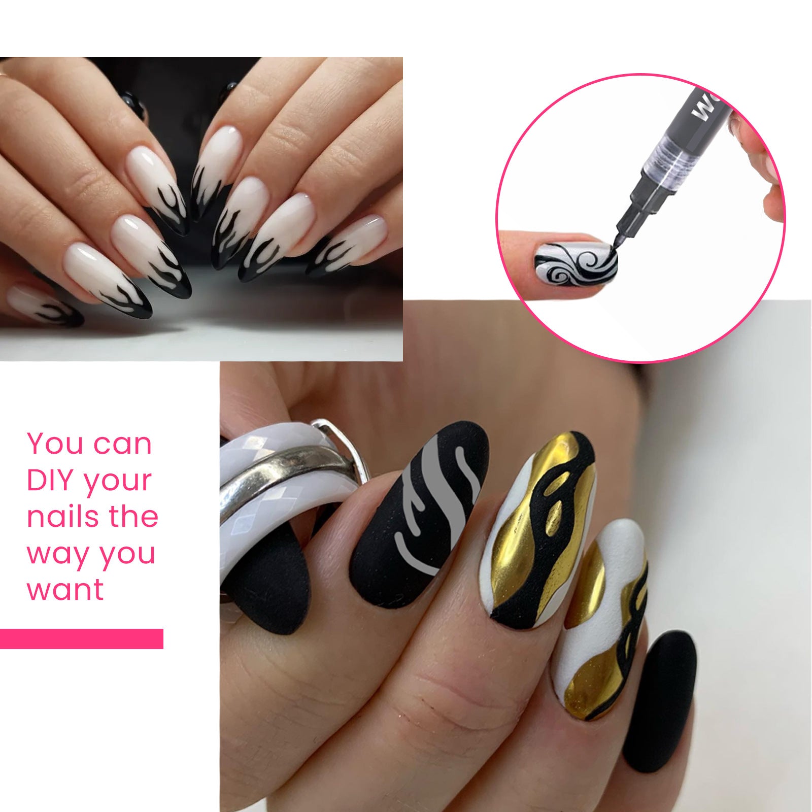 Nail Art Easy To Color Smudges Painted Nail Hook Line Pen