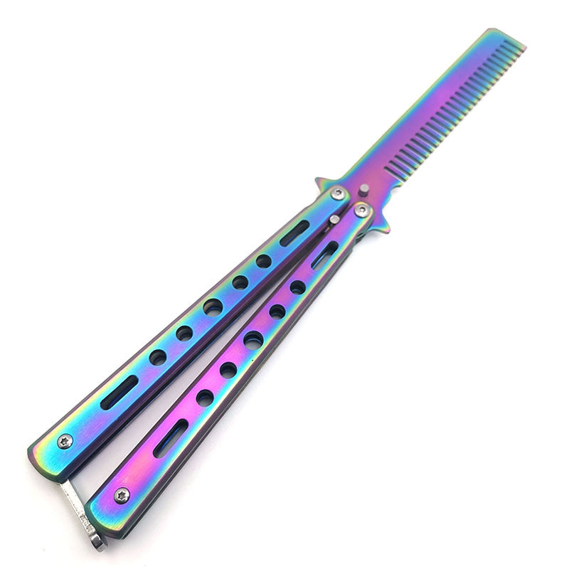 Colorful Titanium Butterfly Training Comb Practice Flail Knife Without Blade