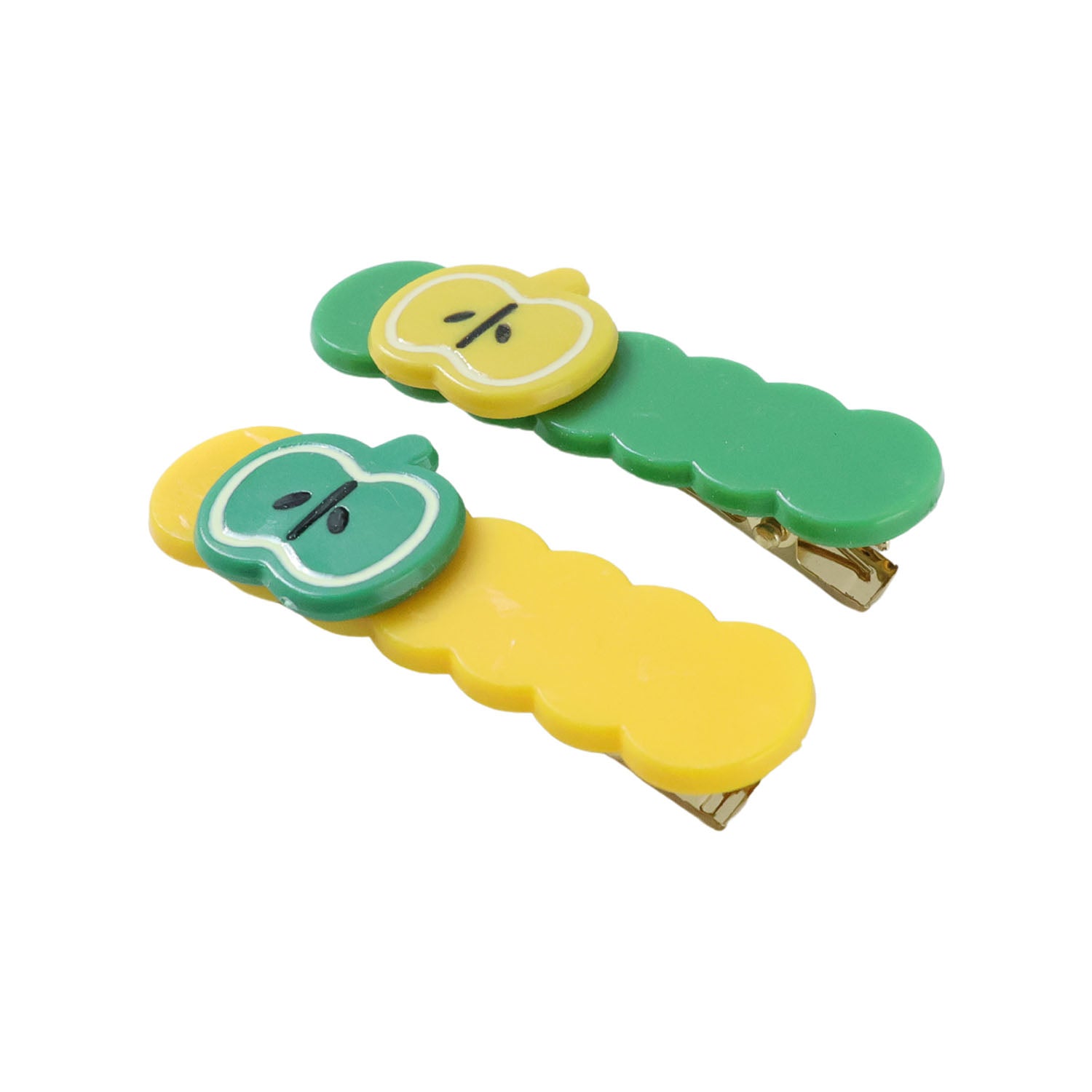 Cute Apple Design Hair Clip Set (4 Pc)