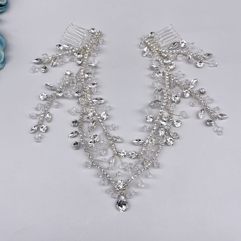 Handmade Forehead Chain Double Hair Comb Pendant Forehead Ornament In Colorful Hues