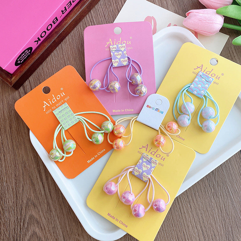Colorful Round Beads Children's Hair String People Fish Beads