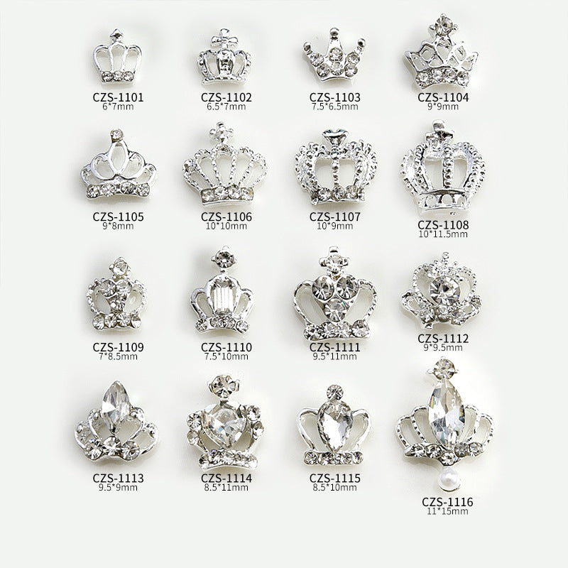 Diamond-encrusted Pearl Crown Nail Decoration