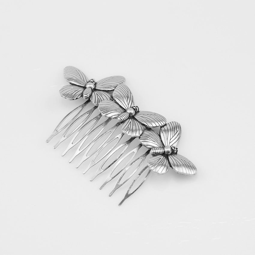 Fashionable Forest Retro Three Butterfly Hair Comb Insert