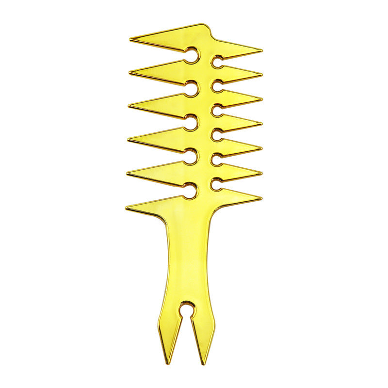 Men's Retro Electroplating Double-sided Oil Head Texture Comb Barber Big Back HeadHead Wide Tooth Fluffy Shape Comb