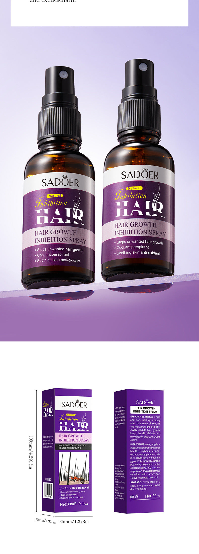 Sadoer Hair Growth Inhibition Armpit Leg Hair Spray