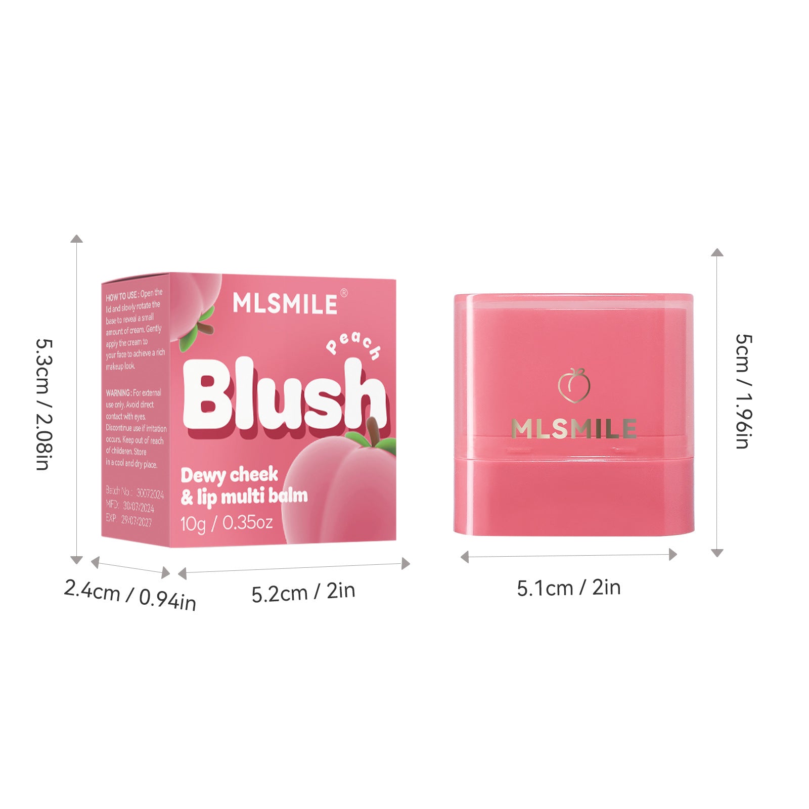 MLSMILE Flat Tube Fruit Blush Stick 2 In 1