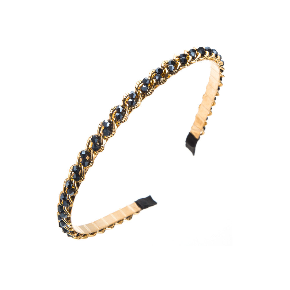 Retro Metal Korean Crystal Chain Winding Headband