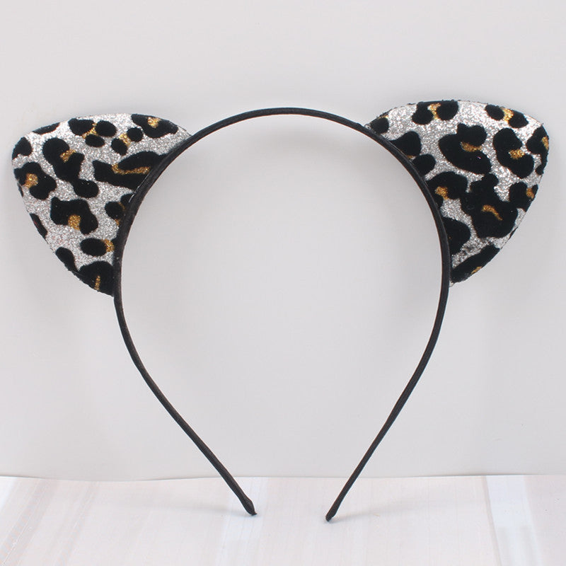New Glitter Flocking Cat Ears Headband, Leopard Print Tiger Ears, Cute And Cute Headwear