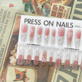 Small Floral Wear Prefabricated Nail Tip Long Ladder Velvet Seal Layer White