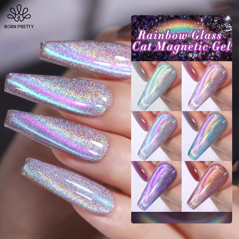 New Three-color Aurora Rainbow Glass Cat Eye Gel Polish Phototherapy Plastic