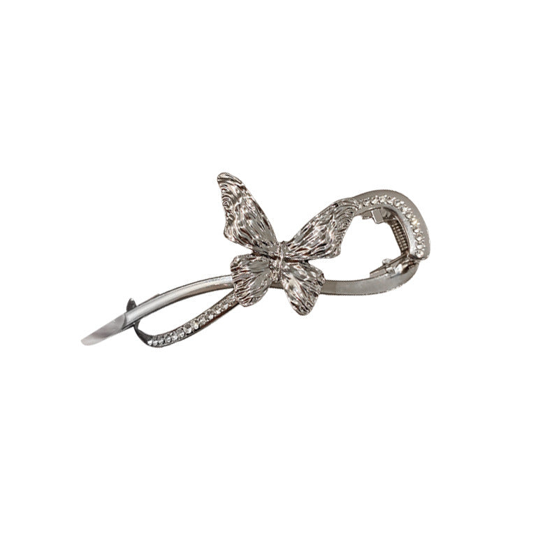 Frigid Wind Diamond-studded Pleated Butterfly 8-character Hairpin