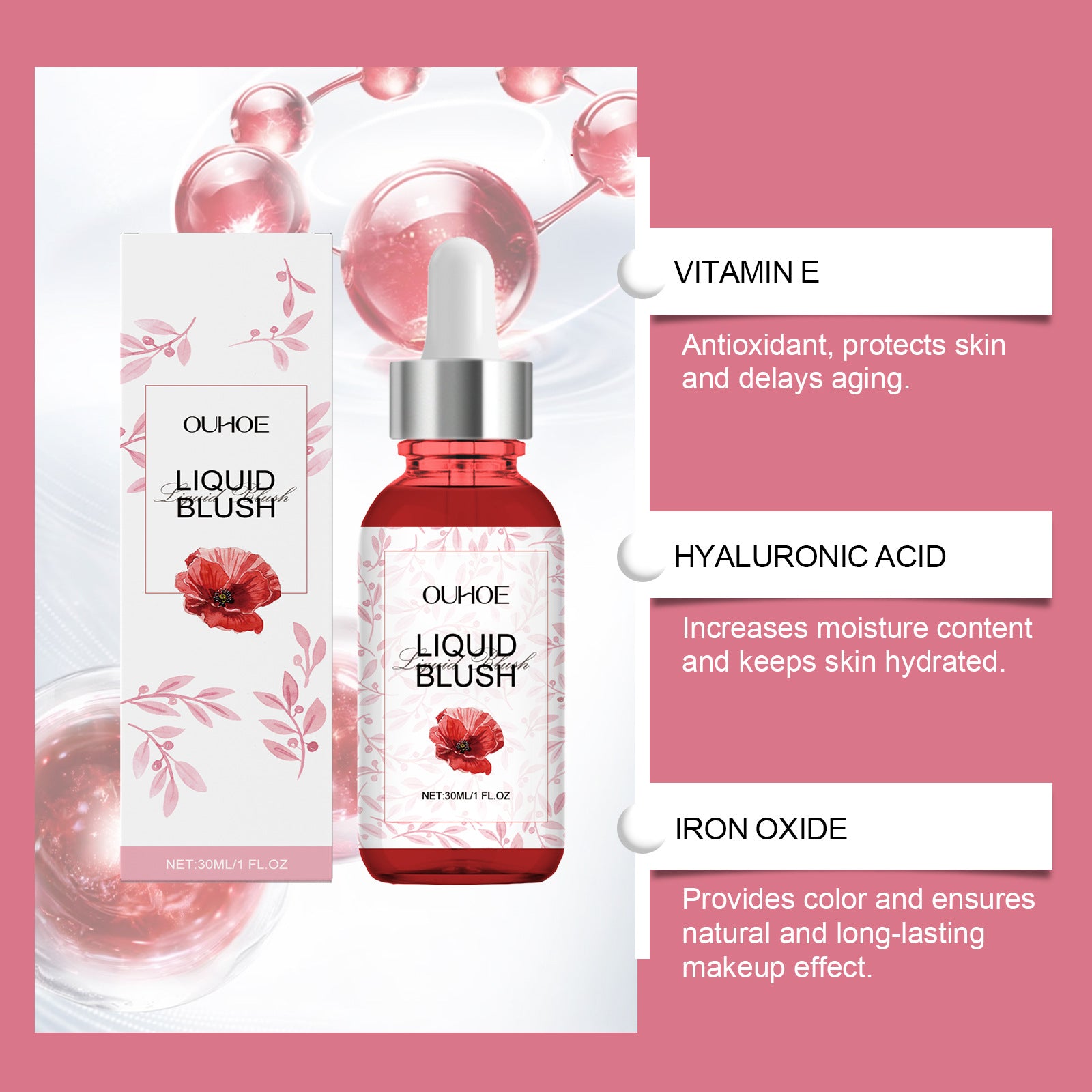 Ouhoe Blush Care Solution Facial Natural Rosy Color Rendering