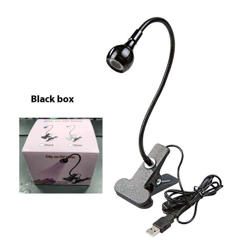 Gooseneck Hot Lamp USB Table Lamp With Clamp Nail Polish UV Glue Curing Black Light Bulb