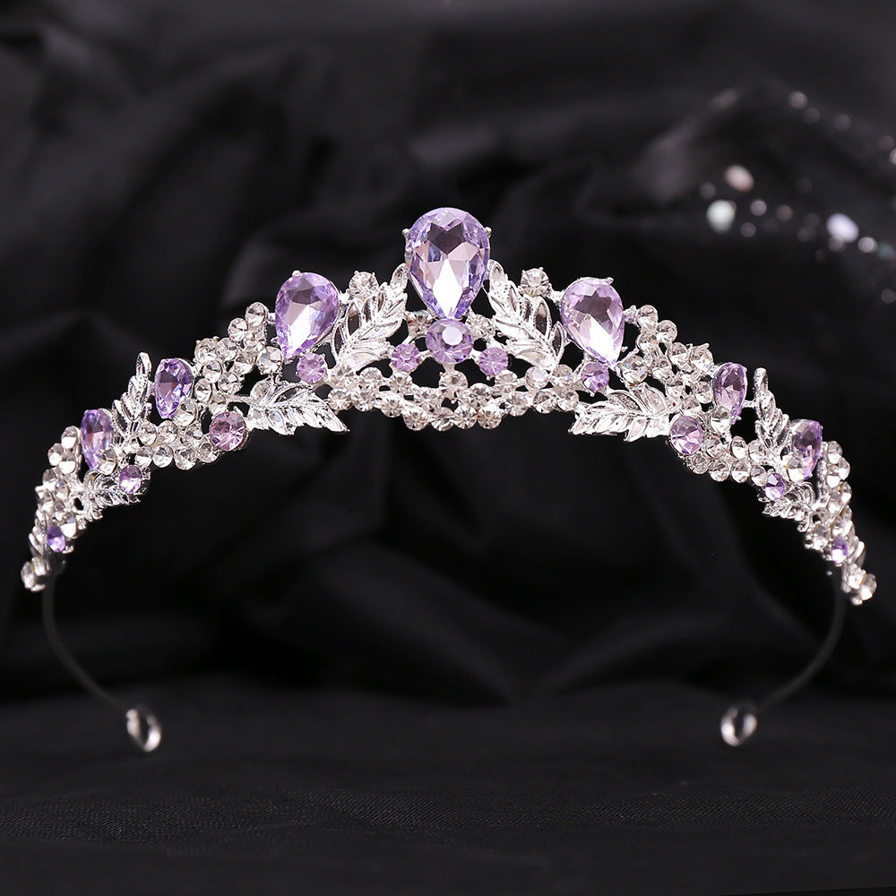 Bridal Headdress Alloy Rhinestone Leaves Small Crown