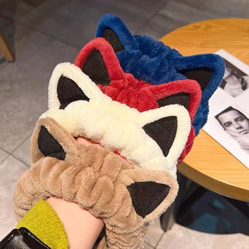 Cat Ears Headband Women's Face Wash Mask Headband