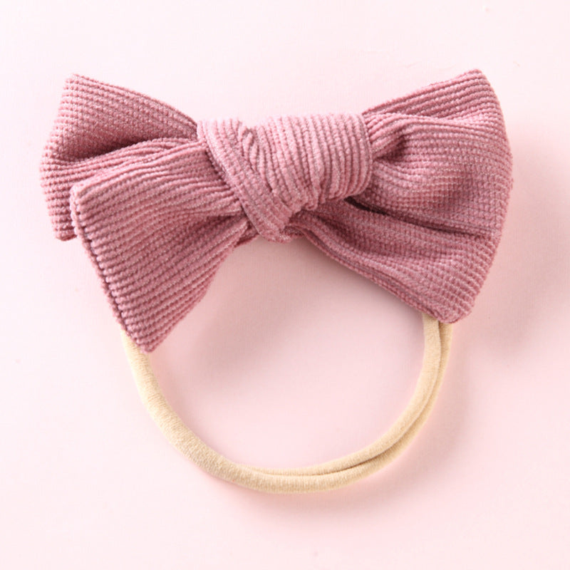 Elastic Nylon Hair Rope 17 Colors Corduroy Bow Baby Hair Tie