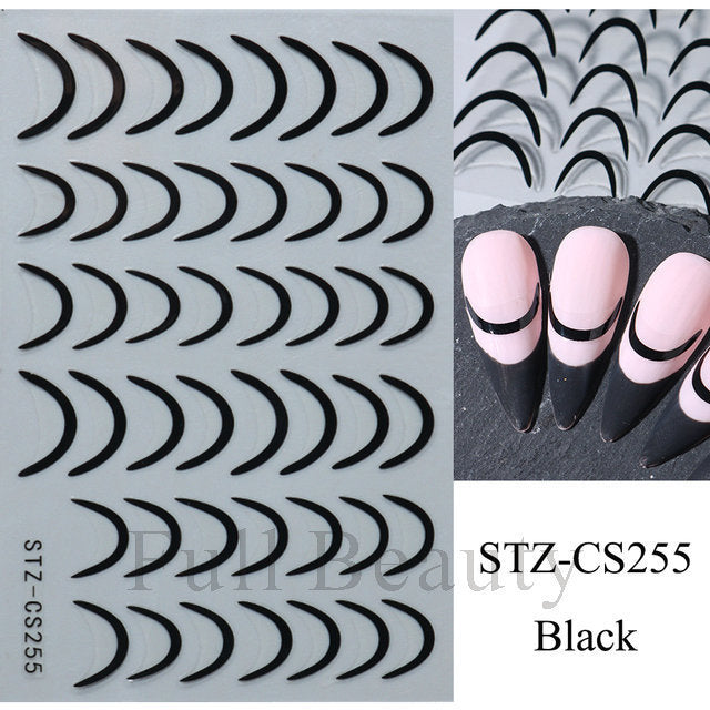 Nail Stickers Ins French Bronzing Lines Metal Scrubs