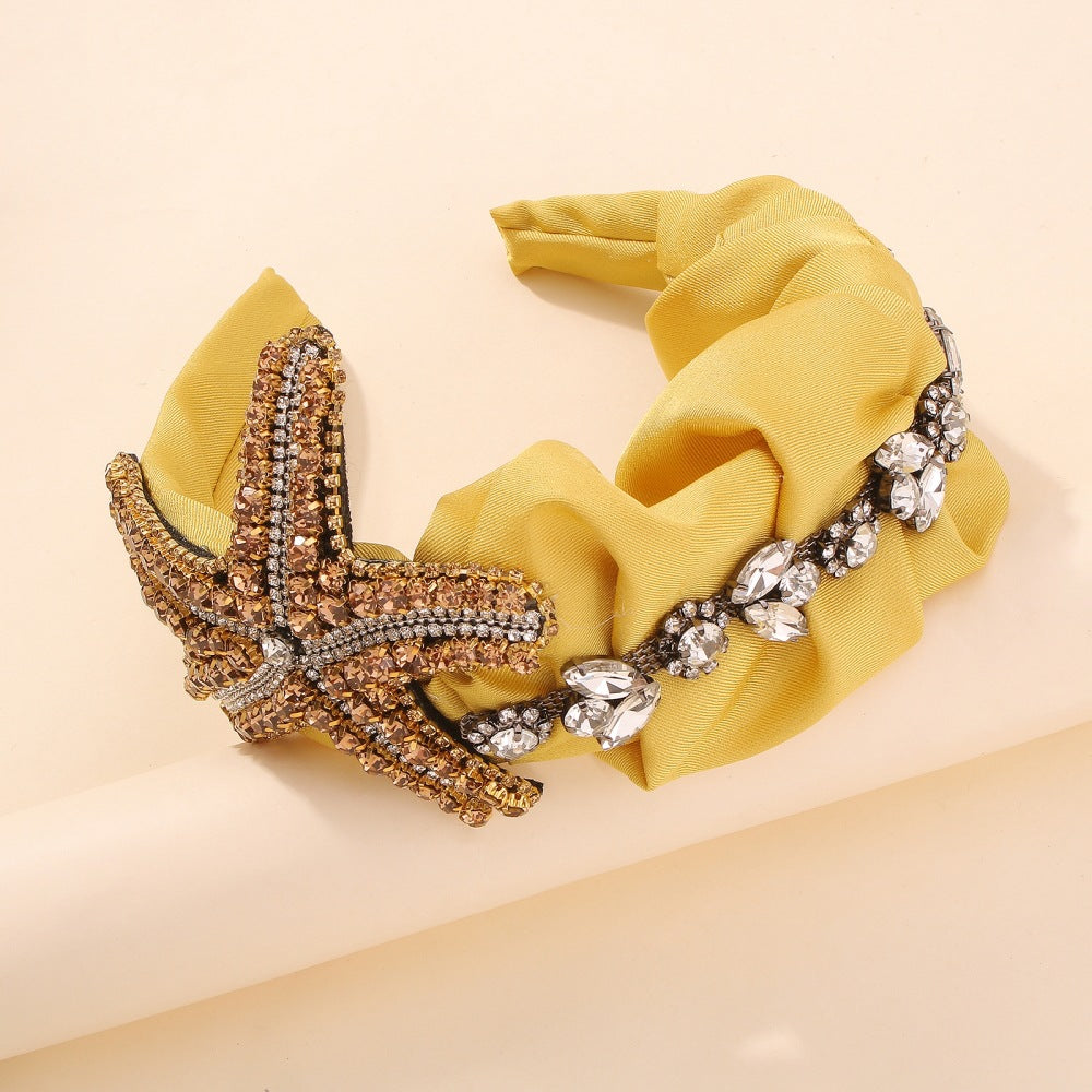 Exaggerated Personality Starfish Headband Fabric Retro Light Luxury Hair Accessories