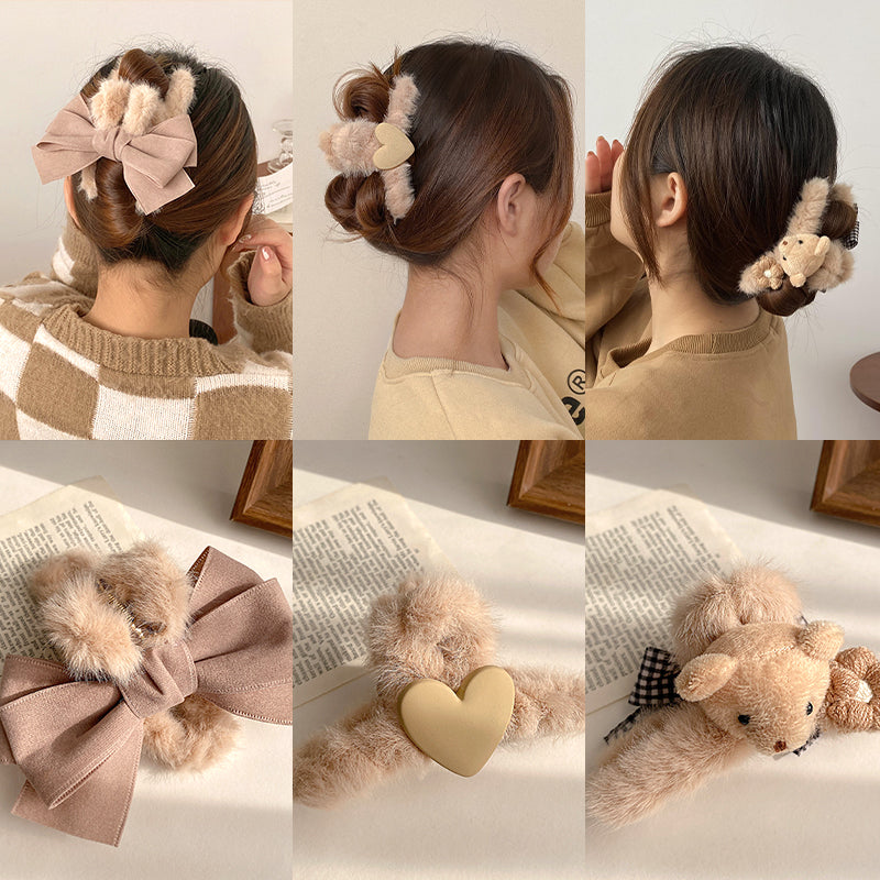 Plush Female Bowknot Big Shark Grab Clip At The Back Of The Head