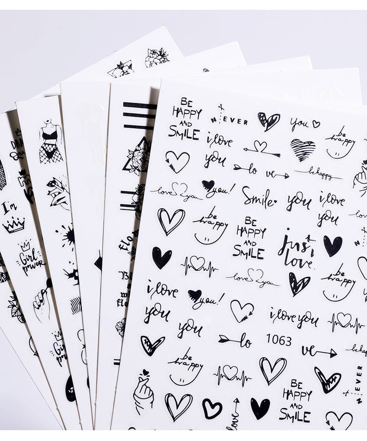 Love Heart English Letter Nail Sticker