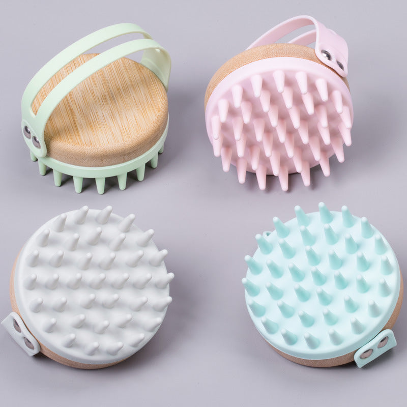 Environmentally Friendly Food Grade Silicone Bamboo Wood Shampoo Brush