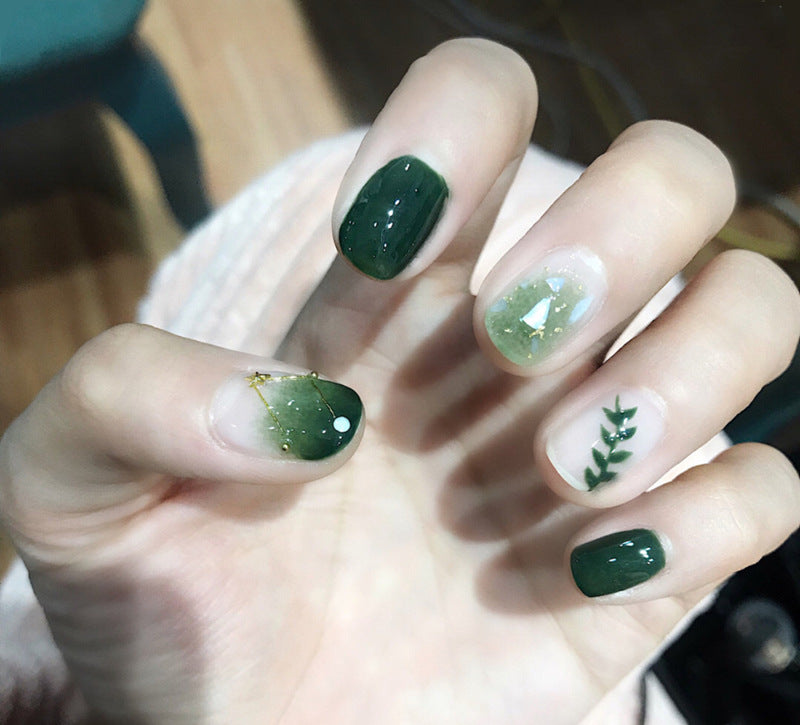 Green Leaf Nail Sticker Cactus Green Polka Dot Leopard Nail Sticker