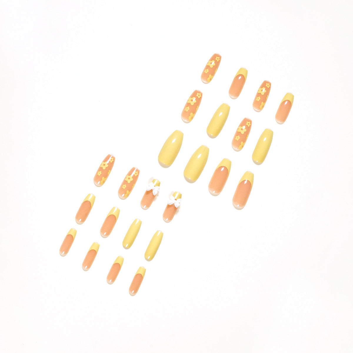 Goose Yellow Cream Small Flower French Wear Finished Nail Beauty Fake Nails Removable Nail Tip