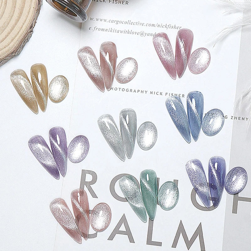 Charm New Crystal Cat Eye Series Nail Polish Gel Ice Transparent Silver White Wide Cat Eye Smoothie Moonstone Cat Eye Gel Polish