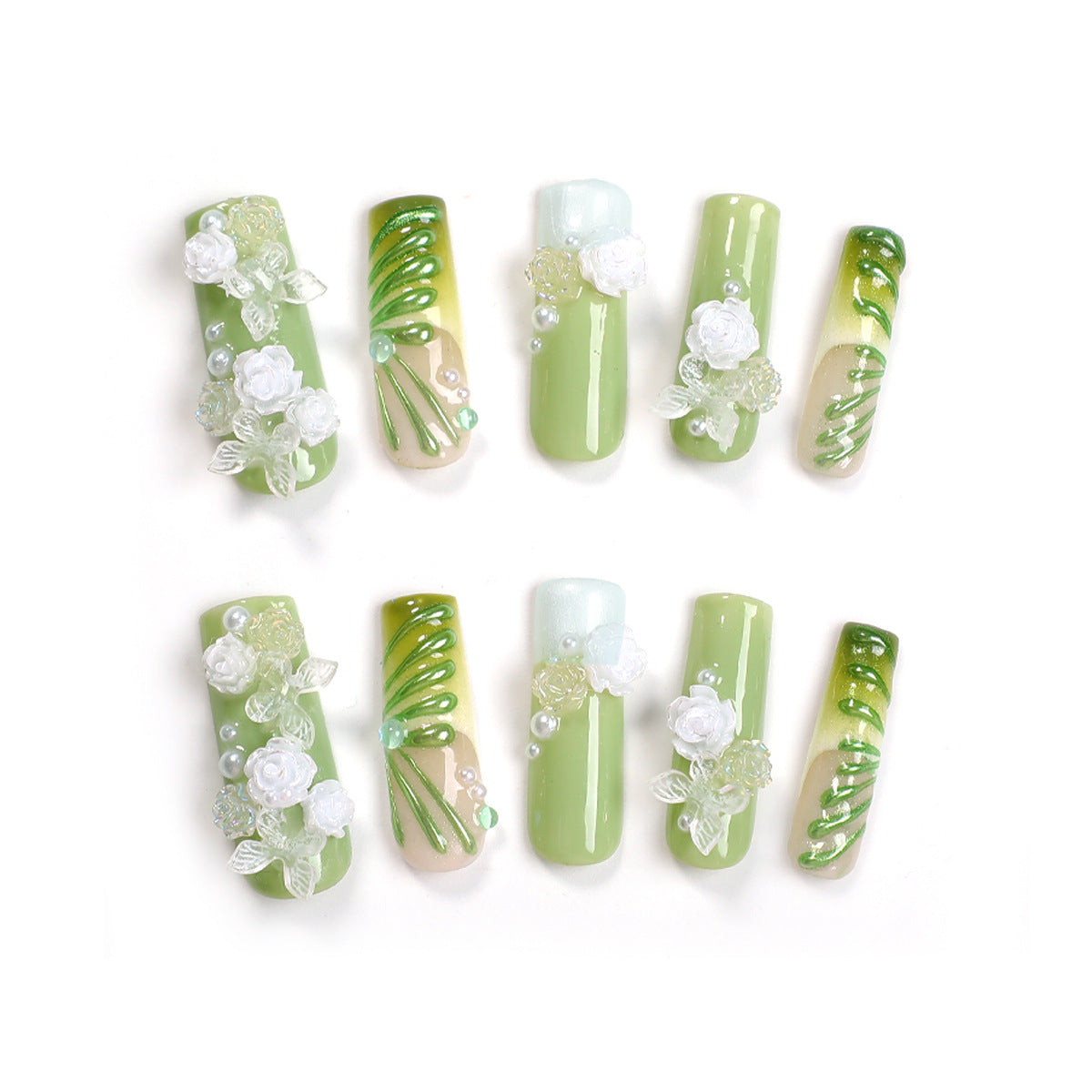 Handmade Wear Nail Painting Heavy Industry Heart Shape With Diamond