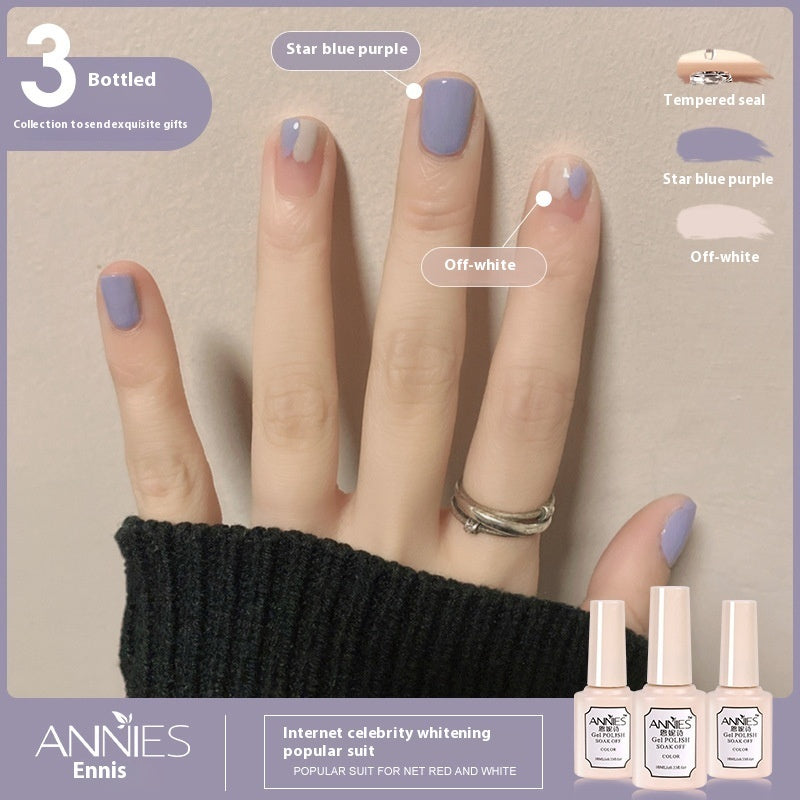 Annies Ennis Women's Three-color New Ice Jelly Nude Color Gel Nail Polish Suit