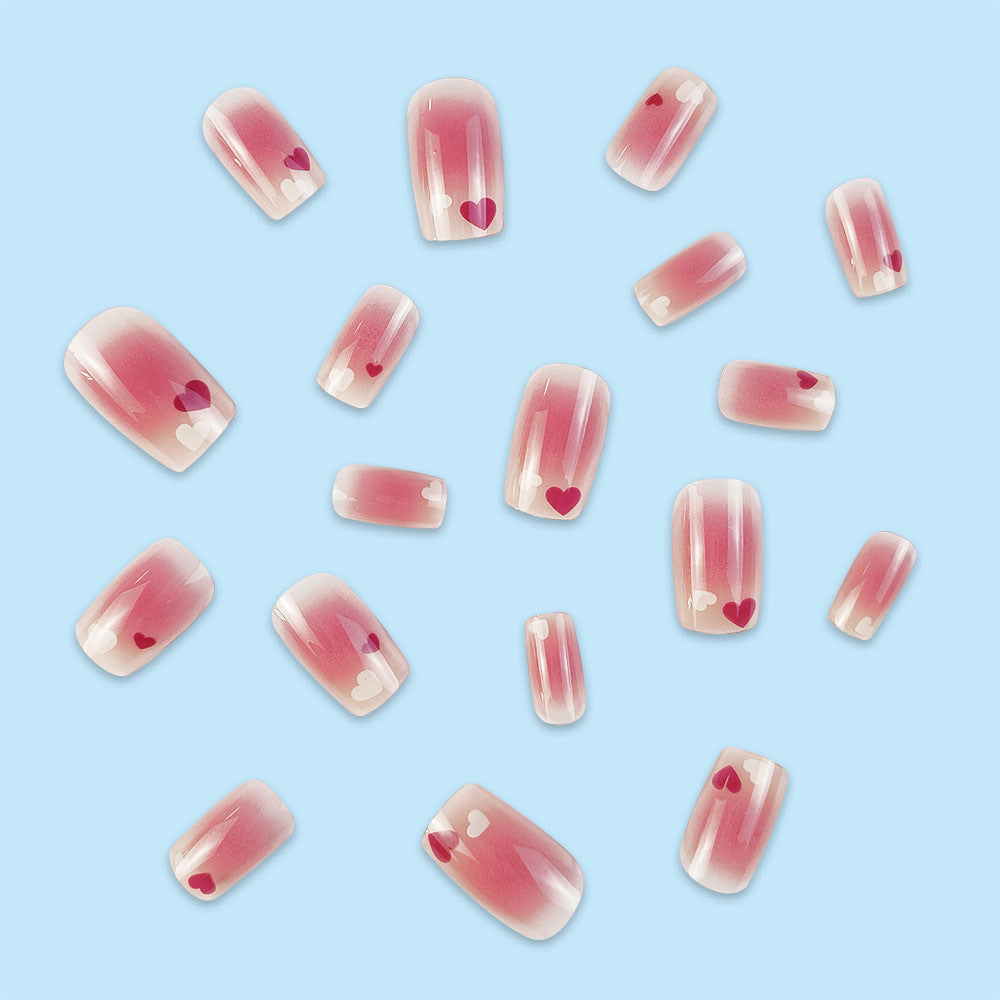 Red And White Love Gradient Sweet And White Nail Stickers