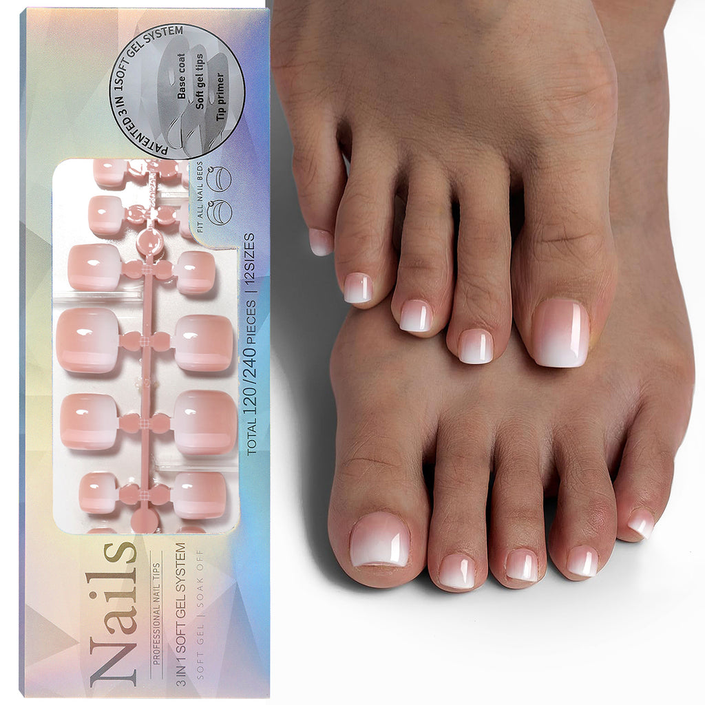 French Nail Finished Wear Nails Frosted Toe Nail Patch