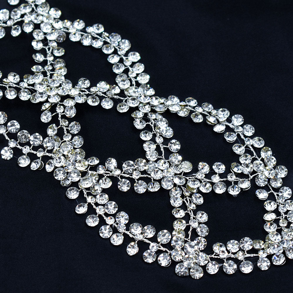Bridal Mesh Rhinestone Cross S-Bend Handmade Tiara Shape