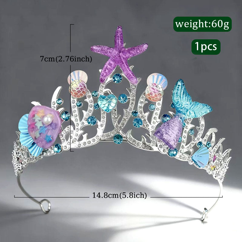 Handmade Starfish Crown With Fish Tail And Shells For Kids Headwear