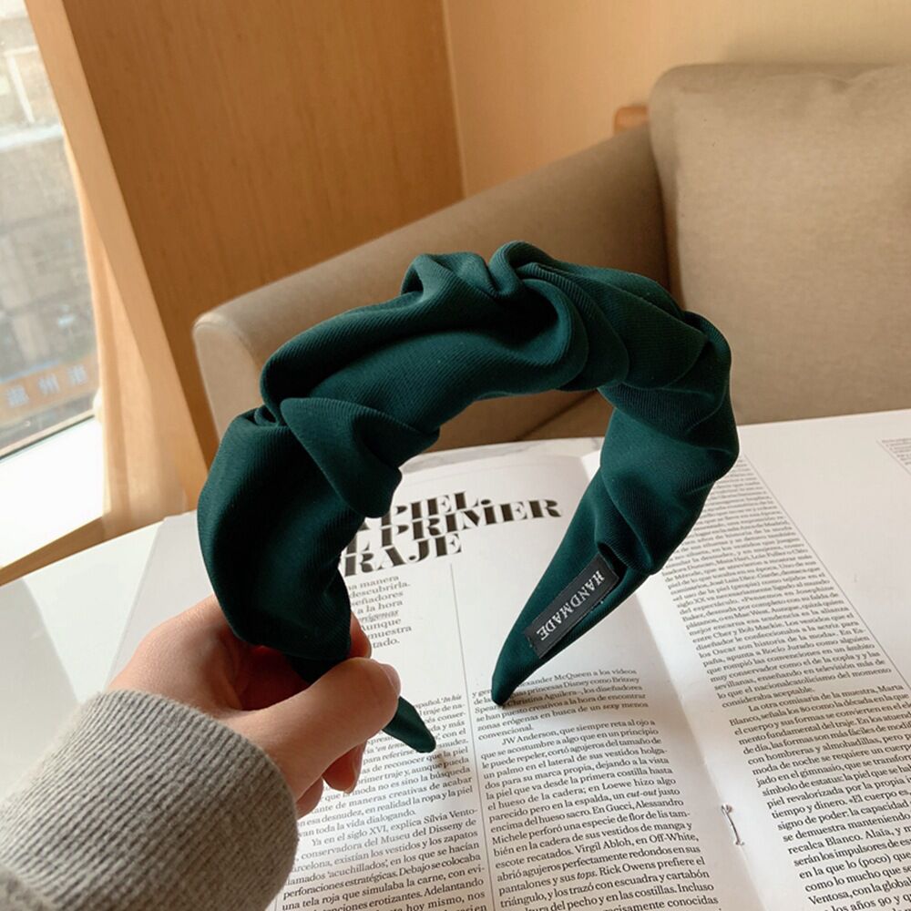 Women's Temperament Pleated Wide Brim Solid Color Headband