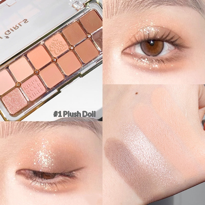 XIXI Mist Muse Twelve-Color Eyeshadow Palette Shimmer Sparkle Matte Highlight Contour Blush All-in-One Palette
