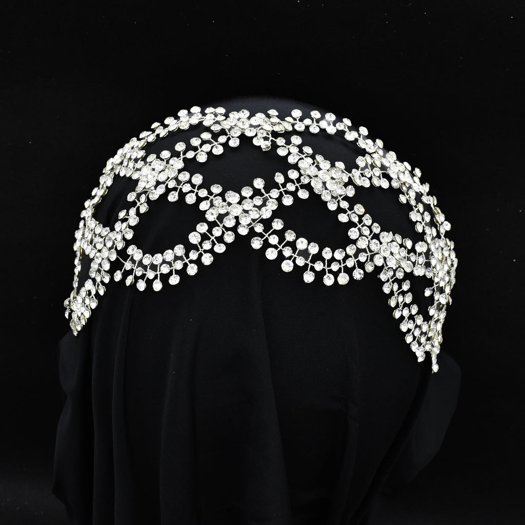 Bridal Mesh Rhinestone Cross S-Bend Handmade Tiara Shape