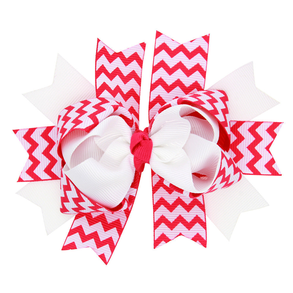 European And American Children's Wavy Bow Hairpin Color Matching