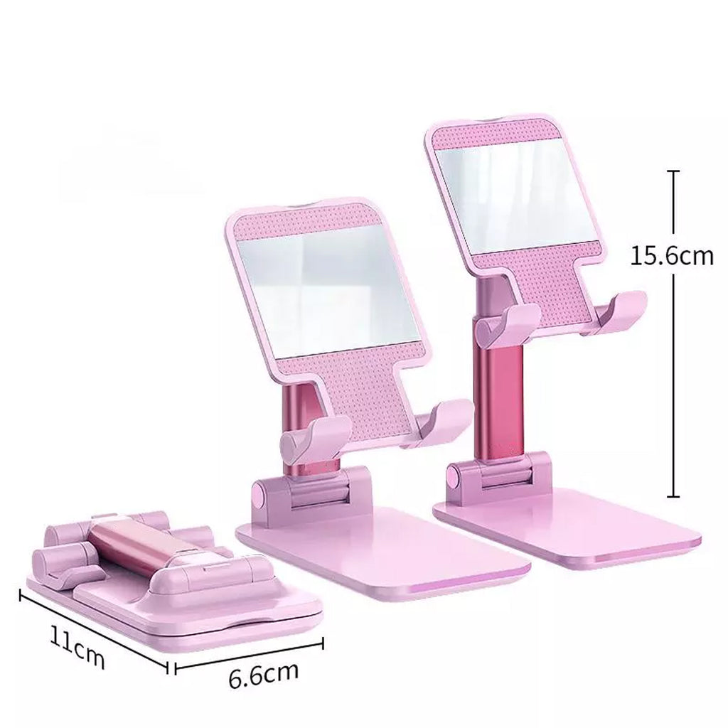 6636 Desktop Cell Phone Stand Phone Holder With Mirror Full 3-way Adjustable Phone Stand For Desk Height + Angles Perfect As Desk Organizers And Accessories.