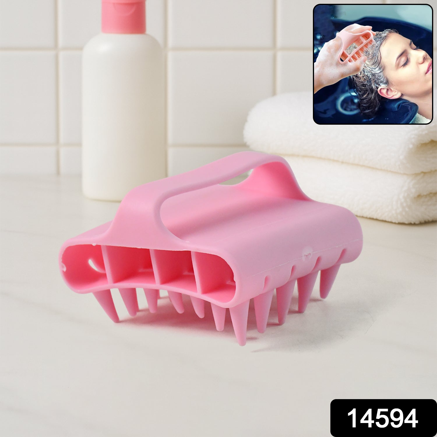 Scalp Massager Shampoo Brush Soft Silicone Hair Washing Comb With Handle